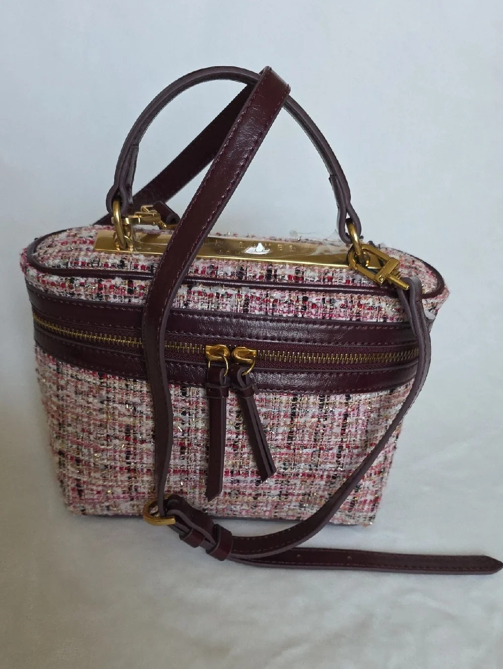 Ted‎ Baker Tweed Satchel Crossbody Bag. NWT.